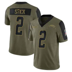 Limited Easton Stick Men's Los Angeles Olive 2021 Salute To Service Jersey